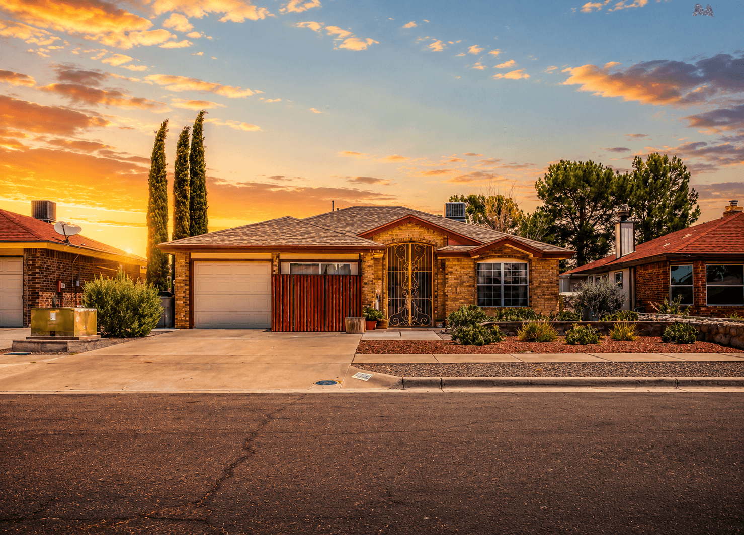 Southwest-style home in East El Paso at sunset